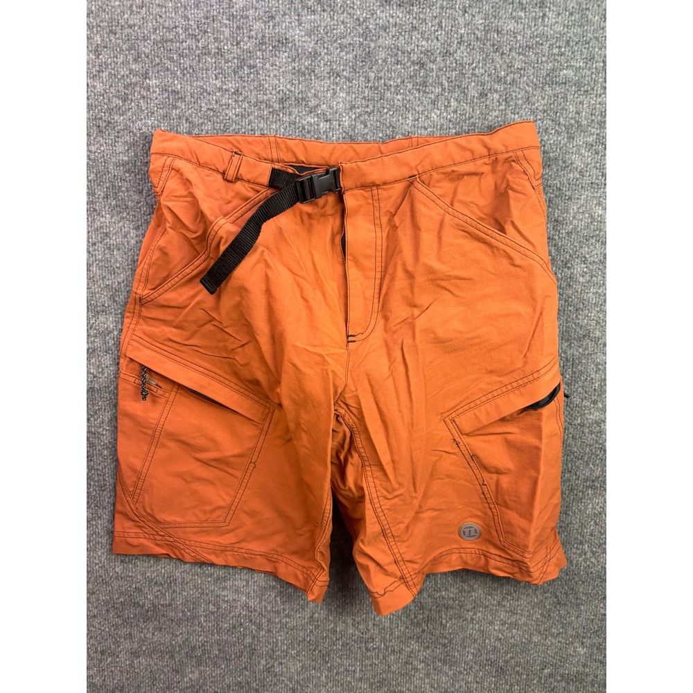 Novara Cycling Shorts Men Medium Orange Padded Liner Cargo Pockets Belted